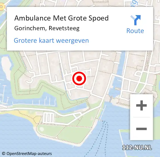 Locatie op kaart van de 112 melding: Ambulance Met Grote Spoed Naar Gorinchem, Revetsteeg op 5 oktober 2022 17:00