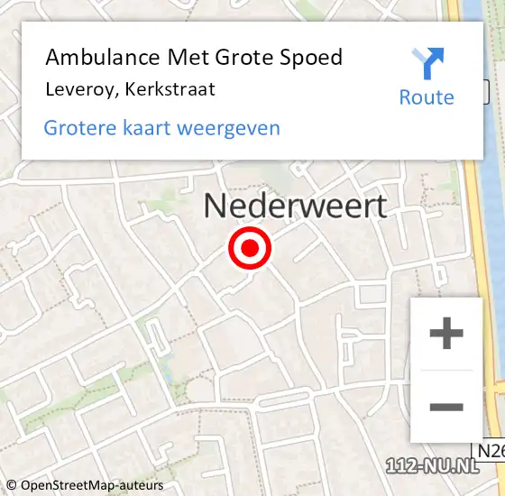 Locatie op kaart van de 112 melding: Ambulance Met Grote Spoed Naar Leveroy, Kerkstraat op 5 oktober 2022 17:03