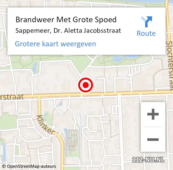 Locatie op kaart van de 112 melding: Brandweer Met Grote Spoed Naar Sappemeer, Dr. Aletta Jacobsstraat op 5 oktober 2022 17:28