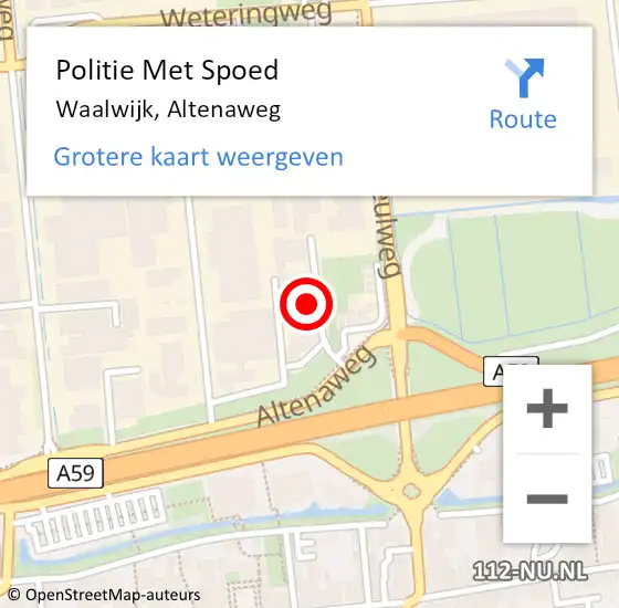 Locatie op kaart van de 112 melding: Politie Met Spoed Naar Waalwijk, Altenaweg op 5 oktober 2022 17:29