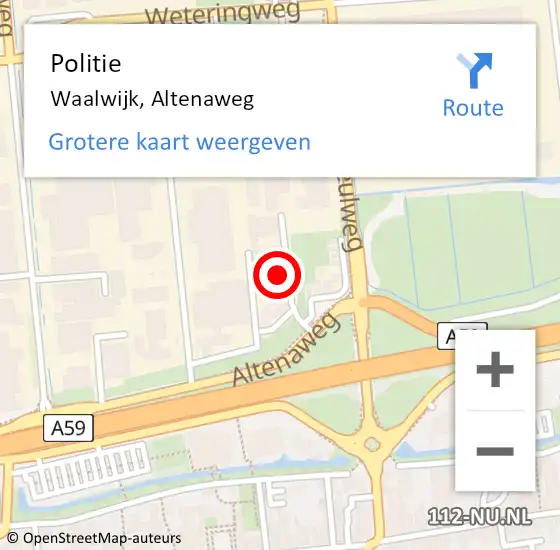 Locatie op kaart van de 112 melding: Politie Waalwijk, Altenaweg op 5 oktober 2022 17:29