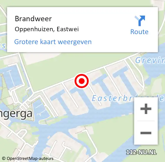 Locatie op kaart van de 112 melding: Brandweer Oppenhuizen, Eastwei op 5 oktober 2022 17:47