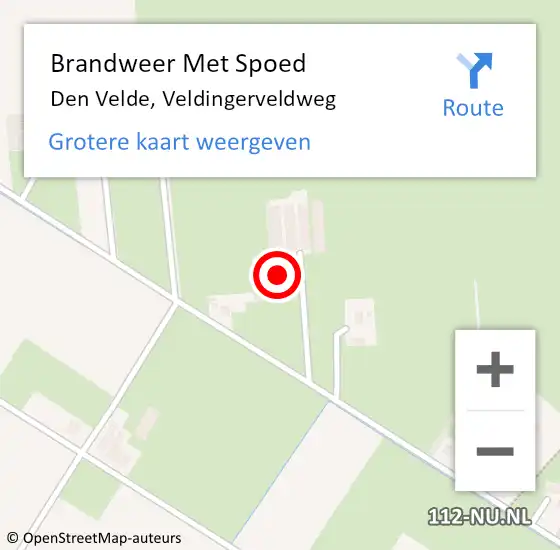 Locatie op kaart van de 112 melding: Brandweer Met Spoed Naar Den Velde, Veldingerveldweg op 5 oktober 2022 17:48