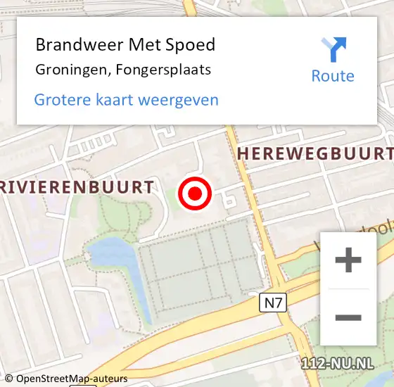 Locatie op kaart van de 112 melding: Brandweer Met Spoed Naar Groningen, Fongersplaats op 31 juli 2014 14:09