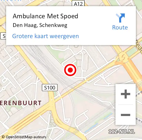 Locatie op kaart van de 112 melding: Ambulance Met Spoed Naar Den Haag, Schenkweg op 5 oktober 2022 17:57