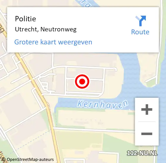 Locatie op kaart van de 112 melding: Politie Utrecht, Neutronweg op 5 oktober 2022 18:03