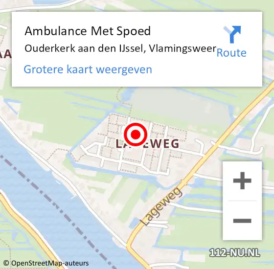 Locatie op kaart van de 112 melding: Ambulance Met Spoed Naar Ouderkerk aan den IJssel, Vlamingsweer op 5 oktober 2022 18:04
