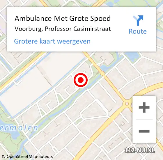 Locatie op kaart van de 112 melding: Ambulance Met Grote Spoed Naar Voorburg, Professor Casimirstraat op 5 oktober 2022 18:35