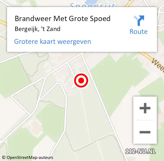 Locatie op kaart van de 112 melding: Brandweer Met Grote Spoed Naar Bergeijk, 't Zand op 5 oktober 2022 19:01