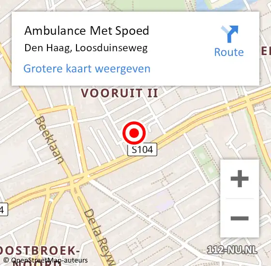 Locatie op kaart van de 112 melding: Ambulance Met Spoed Naar Den Haag, Loosduinseweg op 5 oktober 2022 19:38