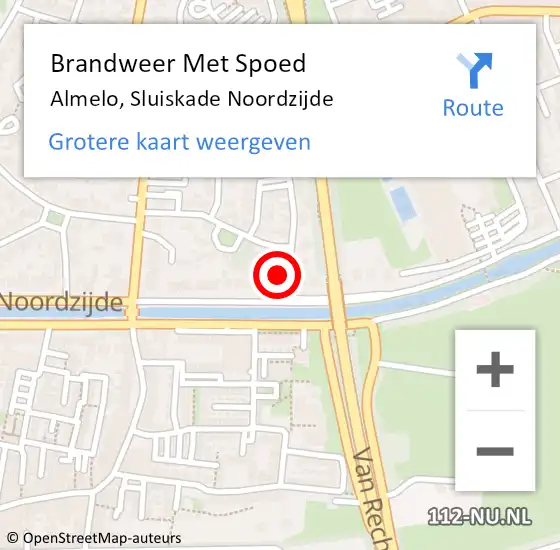 Locatie op kaart van de 112 melding: Brandweer Met Spoed Naar Almelo, Sluiskade Noordzijde op 5 oktober 2022 19:41