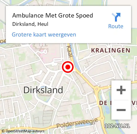 Locatie op kaart van de 112 melding: Ambulance Met Grote Spoed Naar Dirksland, Heul op 5 oktober 2022 20:10