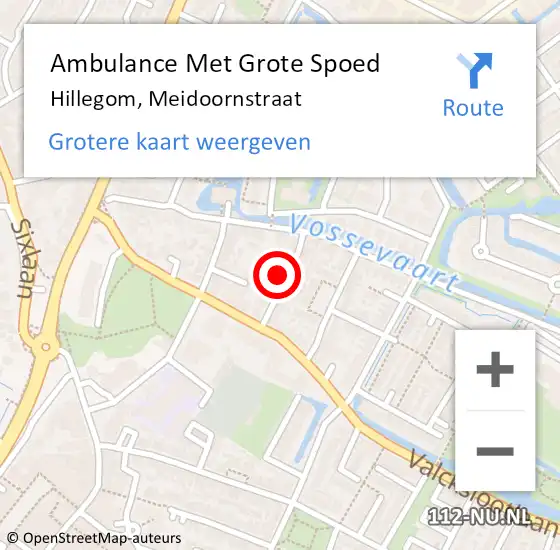 Locatie op kaart van de 112 melding: Ambulance Met Grote Spoed Naar Hillegom, Meidoornstraat op 5 oktober 2022 20:26