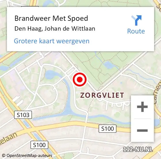 Locatie op kaart van de 112 melding: Brandweer Met Spoed Naar Den Haag, Johan de Wittlaan op 5 oktober 2022 20:44