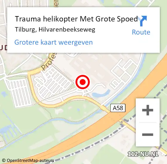 Locatie op kaart van de 112 melding: Trauma helikopter Met Grote Spoed Naar Tilburg, Hilvarenbeekseweg op 5 oktober 2022 20:50