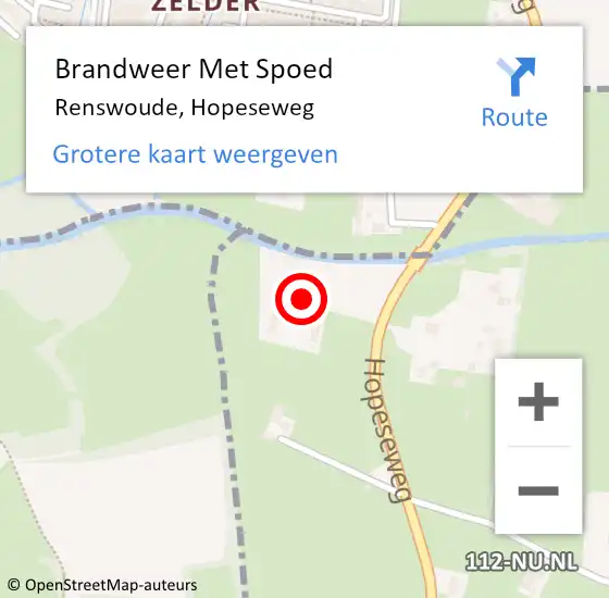 Locatie op kaart van de 112 melding: Brandweer Met Spoed Naar Renswoude, Hopeseweg op 5 oktober 2022 21:05