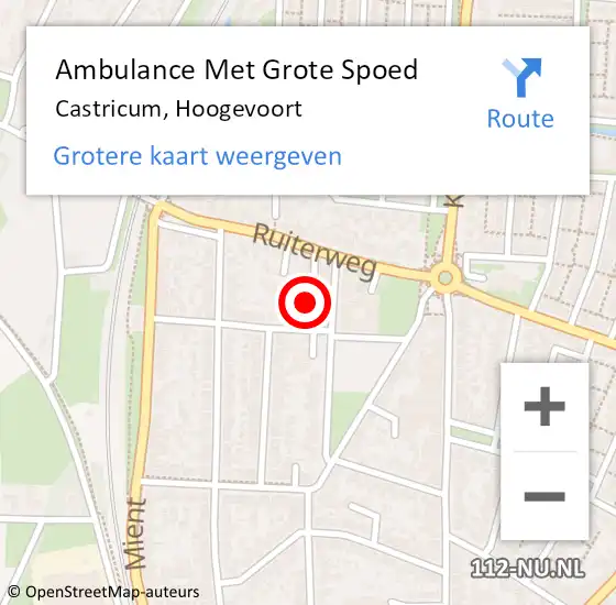 Locatie op kaart van de 112 melding: Ambulance Met Grote Spoed Naar Castricum, Hoogevoort op 5 oktober 2022 21:27