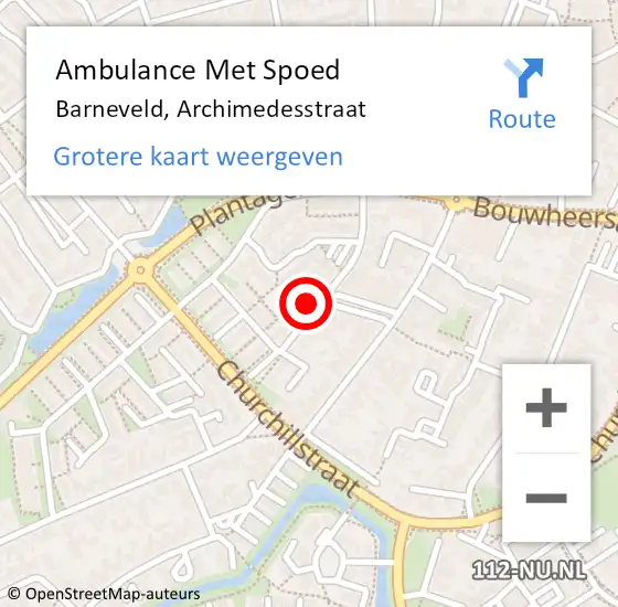 Locatie op kaart van de 112 melding: Ambulance Met Spoed Naar Barneveld, Archimedesstraat op 5 oktober 2022 21:42