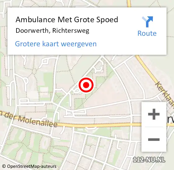 Locatie op kaart van de 112 melding: Ambulance Met Grote Spoed Naar Doorwerth, Richtersweg op 5 oktober 2022 23:00