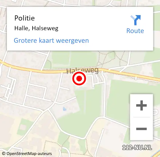 Locatie op kaart van de 112 melding: Politie Halle, Halseweg op 5 oktober 2022 23:07