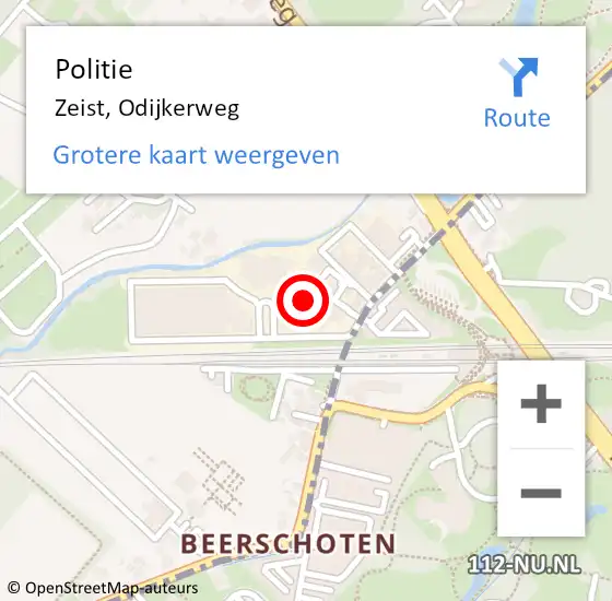 Locatie op kaart van de 112 melding: Politie Zeist, Odijkerweg op 6 oktober 2022 00:25