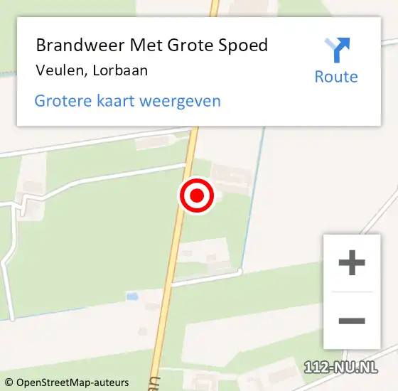 Locatie op kaart van de 112 melding: Brandweer Met Grote Spoed Naar Veulen, Lorbaan op 6 oktober 2022 00:29