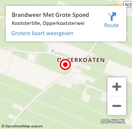 Locatie op kaart van de 112 melding: Brandweer Met Grote Spoed Naar Kootstertille, Opperkoatsterwei op 6 oktober 2022 00:33