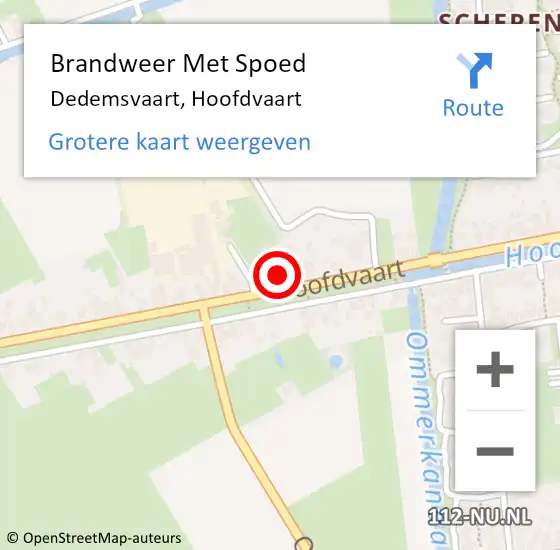 Locatie op kaart van de 112 melding: Brandweer Met Spoed Naar Dedemsvaart, Hoofdvaart op 6 oktober 2022 00:53