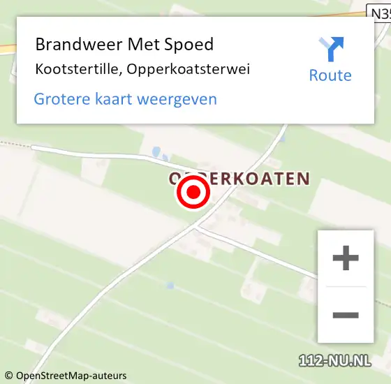 Locatie op kaart van de 112 melding: Brandweer Met Spoed Naar Kootstertille, Opperkoatsterwei op 6 oktober 2022 01:02