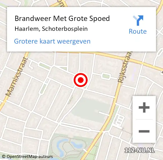 Locatie op kaart van de 112 melding: Brandweer Met Grote Spoed Naar Haarlem, Schoterbosplein op 31 juli 2014 14:39