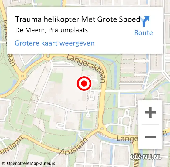 Locatie op kaart van de 112 melding: Trauma helikopter Met Grote Spoed Naar De Meern, Pratumplaats op 6 oktober 2022 01:25