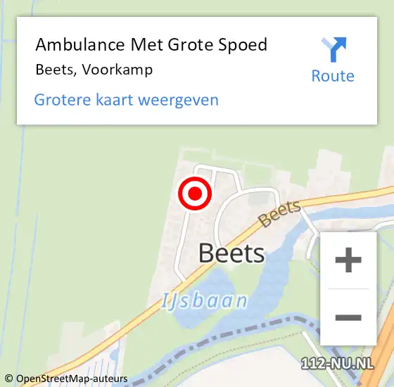 Locatie op kaart van de 112 melding: Ambulance Met Grote Spoed Naar Beets, Voorkamp op 6 oktober 2022 01:43