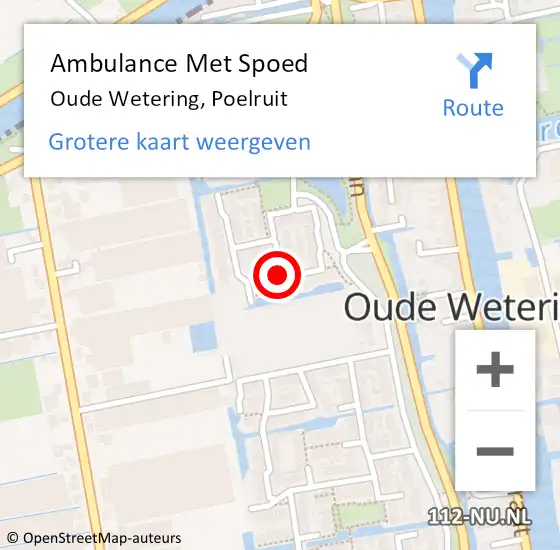 Locatie op kaart van de 112 melding: Ambulance Met Spoed Naar Oude Wetering, Poelruit op 6 oktober 2022 05:54