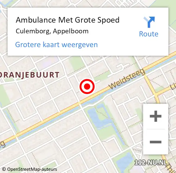 Locatie op kaart van de 112 melding: Ambulance Met Grote Spoed Naar Culemborg, Appelboom op 6 oktober 2022 06:56