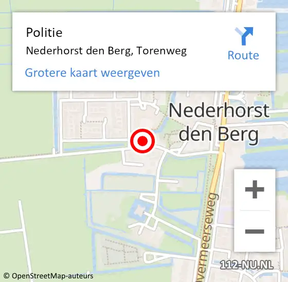 Locatie op kaart van de 112 melding: Politie Nederhorst den Berg, Torenweg op 6 oktober 2022 07:11
