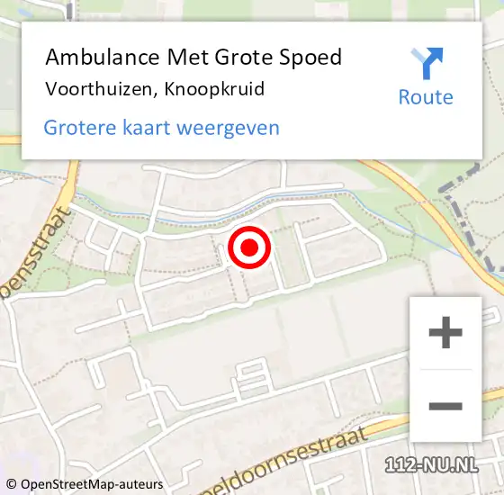 Locatie op kaart van de 112 melding: Ambulance Met Grote Spoed Naar Voorthuizen, Knoopkruid op 6 oktober 2022 08:10