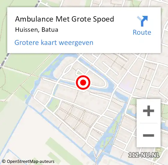 Locatie op kaart van de 112 melding: Ambulance Met Grote Spoed Naar Huissen, Batua op 6 oktober 2022 08:12