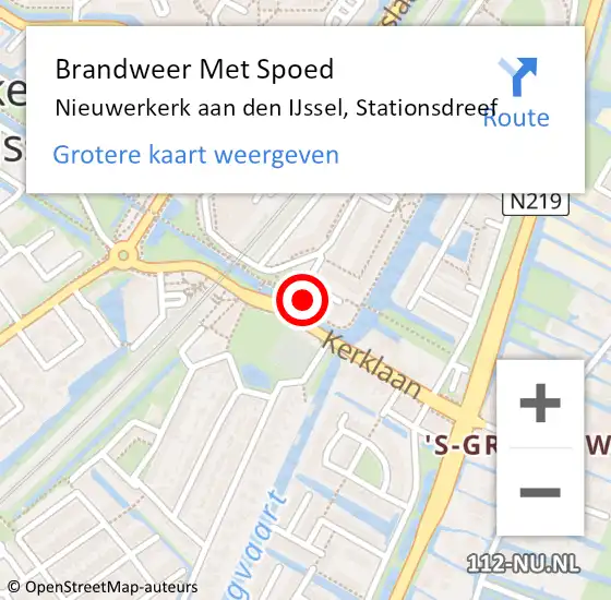 Locatie op kaart van de 112 melding: Brandweer Met Spoed Naar Nieuwerkerk aan den IJssel, Stationsdreef op 6 oktober 2022 09:05