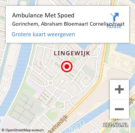 Locatie op kaart van de 112 melding: Ambulance Met Spoed Naar Gorinchem, Abraham Bloemaart Corneliszstraat op 6 oktober 2022 09:17