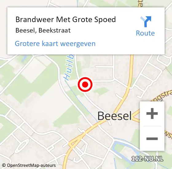 Locatie op kaart van de 112 melding: Brandweer Met Grote Spoed Naar Beesel, Beekstraat op 6 oktober 2022 09:21