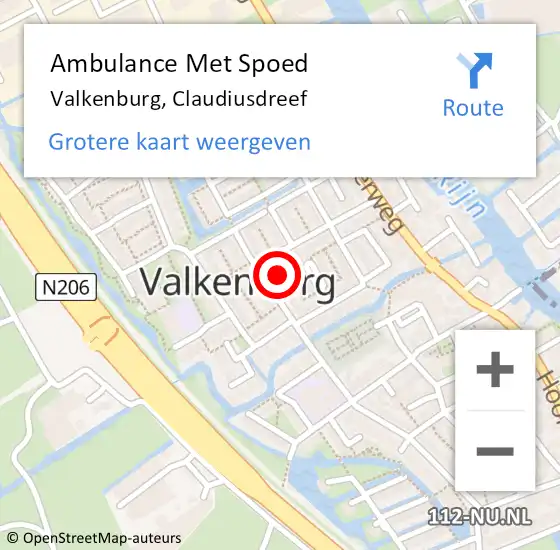 Locatie op kaart van de 112 melding: Ambulance Met Spoed Naar Valkenburg, Claudiusdreef op 6 oktober 2022 09:28