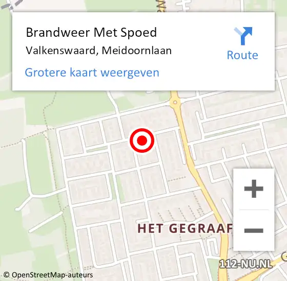 Locatie op kaart van de 112 melding: Brandweer Met Spoed Naar Valkenswaard, Meidoornlaan op 6 oktober 2022 09:43