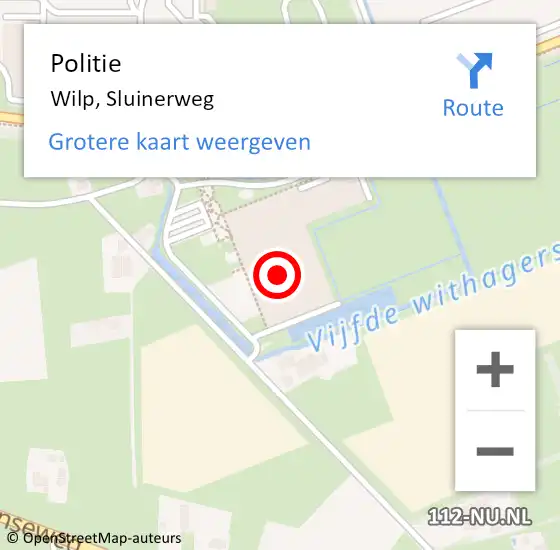 Locatie op kaart van de 112 melding: Politie Wilp, Sluinerweg op 6 oktober 2022 09:51