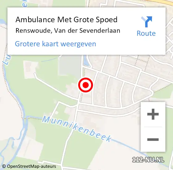 Locatie op kaart van de 112 melding: Ambulance Met Grote Spoed Naar Renswoude, Van der Sevenderlaan op 6 oktober 2022 09:54