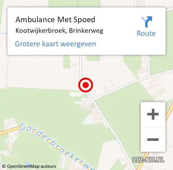 Locatie op kaart van de 112 melding: Ambulance Met Spoed Naar Kootwijkerbroek, Brinkerweg op 6 oktober 2022 09:59