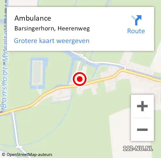 Locatie op kaart van de 112 melding: Ambulance Barsingerhorn, Heerenweg op 31 juli 2014 15:07