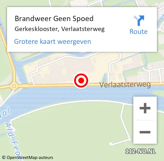 Locatie op kaart van de 112 melding: Brandweer Geen Spoed Naar Gerkesklooster, Verlaatsterweg op 31 juli 2014 15:10