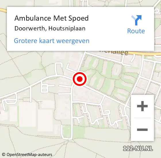 Locatie op kaart van de 112 melding: Ambulance Met Spoed Naar Doorwerth, Houtsniplaan op 6 oktober 2022 10:43