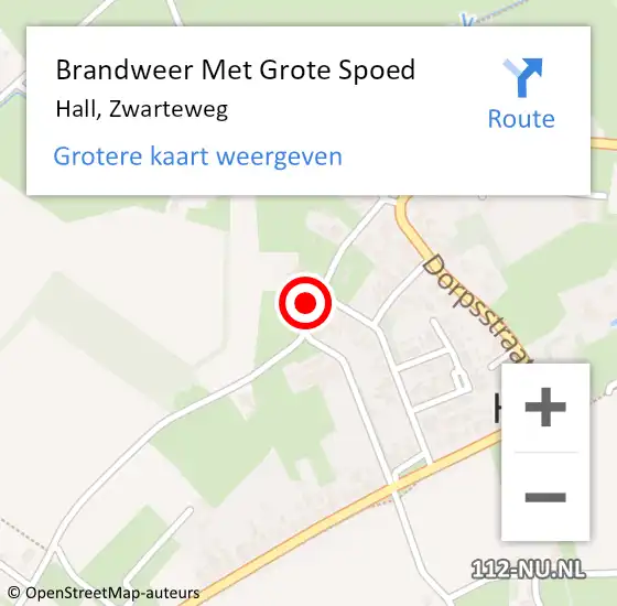 Locatie op kaart van de 112 melding: Brandweer Met Grote Spoed Naar Hall, Zwarteweg op 6 oktober 2022 10:51