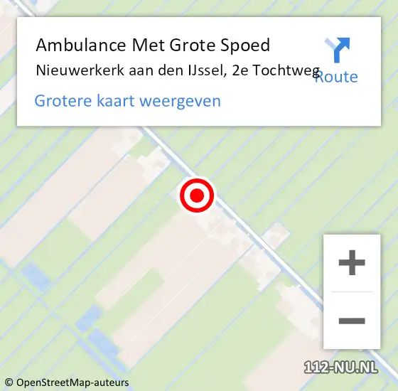 Locatie op kaart van de 112 melding: Ambulance Met Grote Spoed Naar Nieuwerkerk aan den IJssel, 2e Tochtweg op 6 oktober 2022 10:57